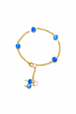 Blue Crystal Beaded Charm Chain Bracelet