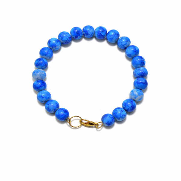 Blue Marble Stone Beaded Bracelet