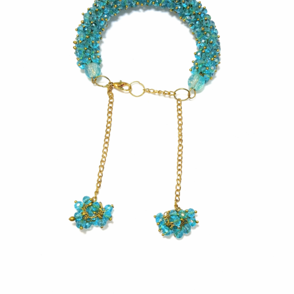 Turquoise Crystal Adjustable Tassel Bracelet